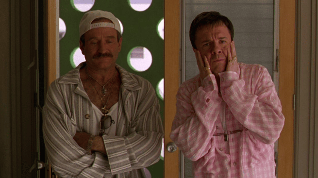 Robin Williams and Nathan Lane in pajamas for VAFF anniversary screening